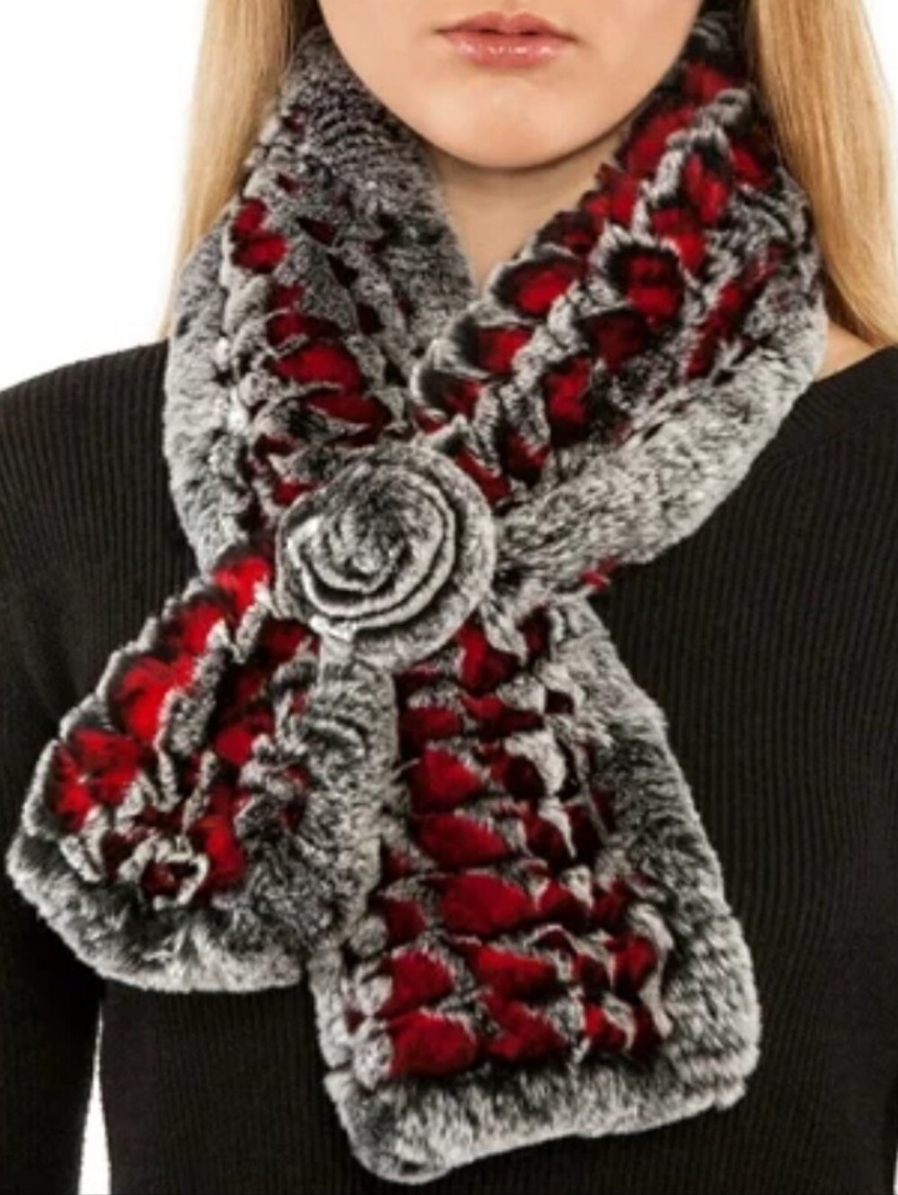 Volare NY Winter Rabbit Fur Neck Warmer Scarf